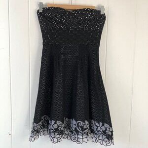 BCBGMaxazria Womens Dress Fit & Flare Lace Eyelet Strapless Size 0